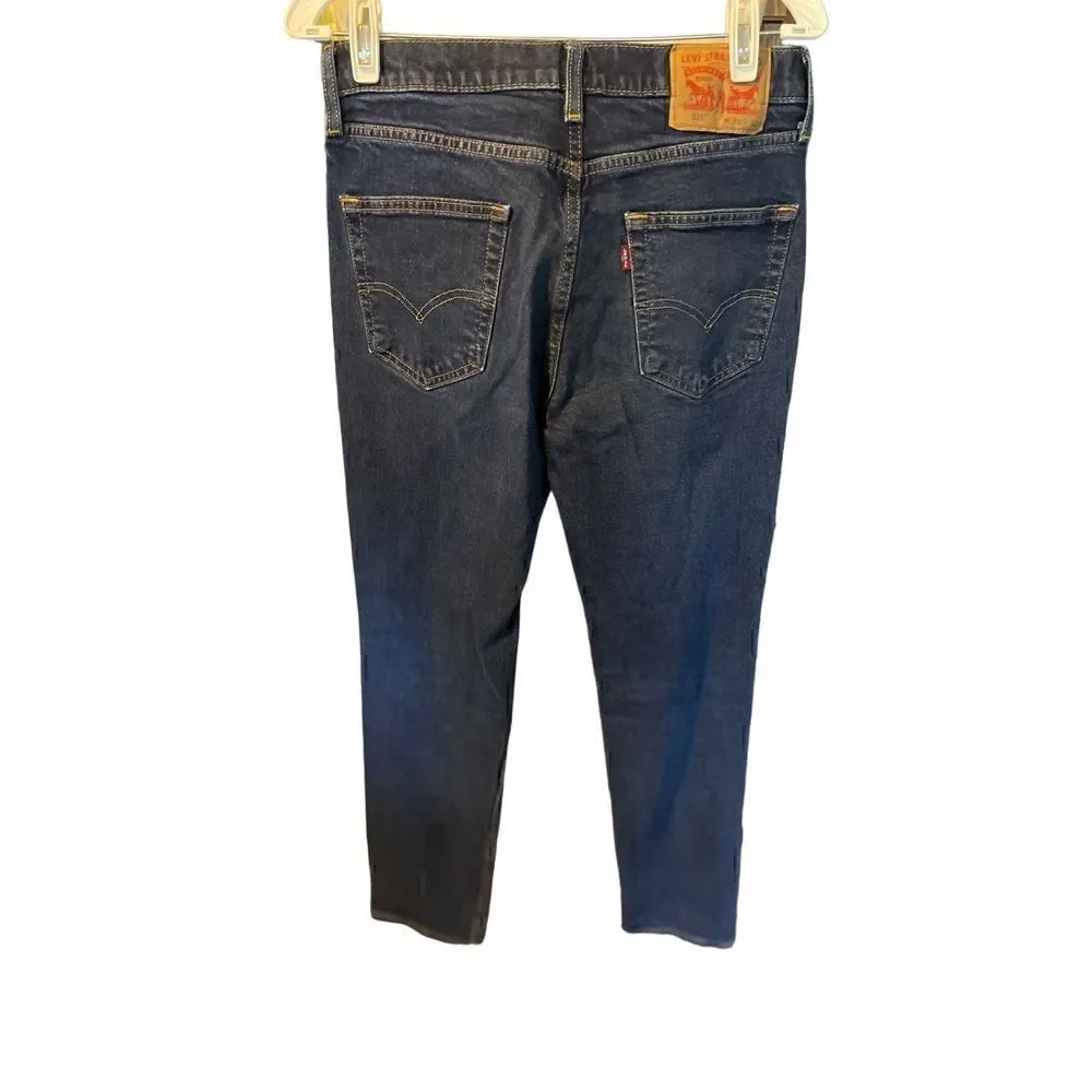 Levis Men's Blue Mid Rise Full Length Dark Wash Slim Fit Denim Jeans Size 31x32